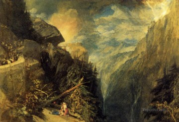  battle Canvas - The Battle of Fort Rock Val dAoste Piedmont landscape Turner Mountain